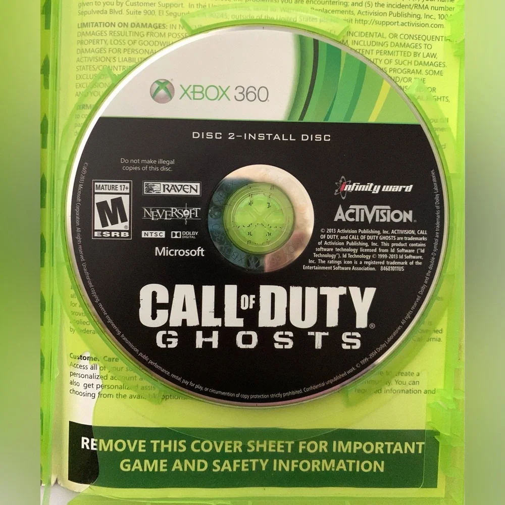 Call of Duty: GHOSTS Complete Discs Inserts Case (Xbox 360, 2013)